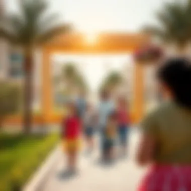 Vibrant community lifestyle in Damac Hills 2 with families enjoying leisure activities