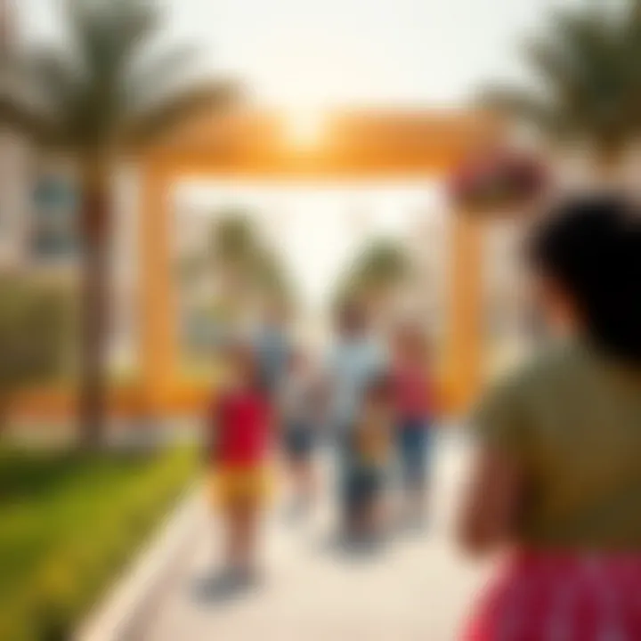 Vibrant community lifestyle in Damac Hills 2 with families enjoying leisure activities