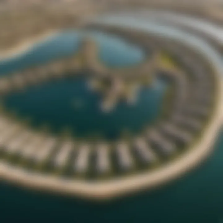 Aerial view highlighting the layout and design of the Damac Lagoons clusters in Dubai.