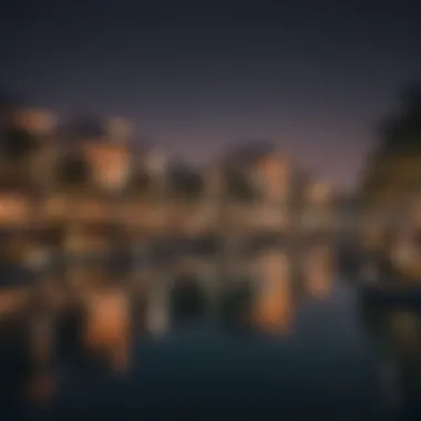 Night view of the Damac Lagoons clusters, emphasizing their vibrant atmosphere.