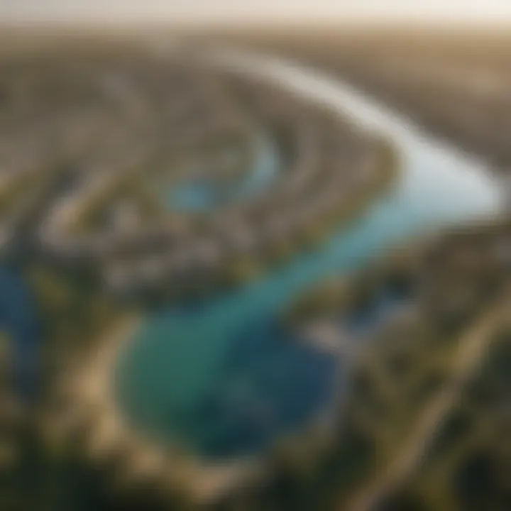 Aerial view of Damac Lagoons community, showcasing amenities and lifestyle options available