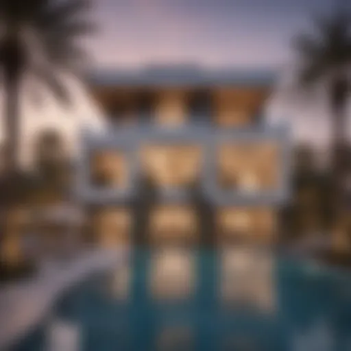 Luxurious exterior view of Damac Lagoons Villas showcasing modern architecture and elegant design