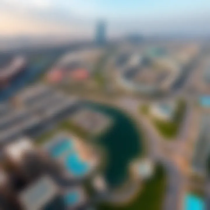 Aerial view of Dubai South showcasing modern developments and infrastructure