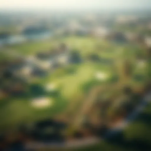 Aerial view of Dubai South Golf Course showcasing its lush greens and strategic layout