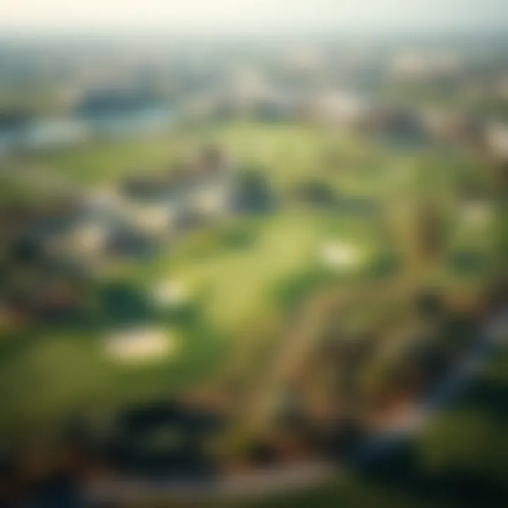 Aerial view of Dubai South Golf Course showcasing its lush greens and strategic layout