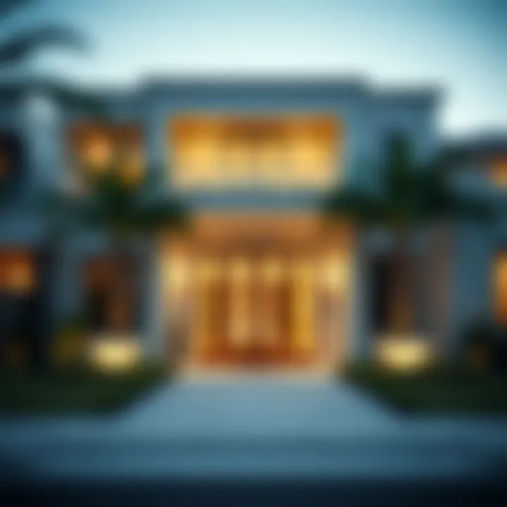 Elegantly designed villa entrance reflecting contemporary architecture