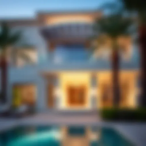 Luxurious exterior of a Jumeirah Palm villa showcasing modern architecture