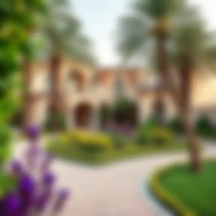 Beautiful landscaped garden surrounding a villa in Jumeirah Park