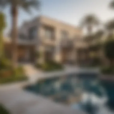 Serene Outdoor Space of a Luxury Villa Scenic garden and outdoor living space of a villa in Meadows