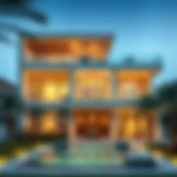 Luxurious villa exterior showcasing contemporary architecture
