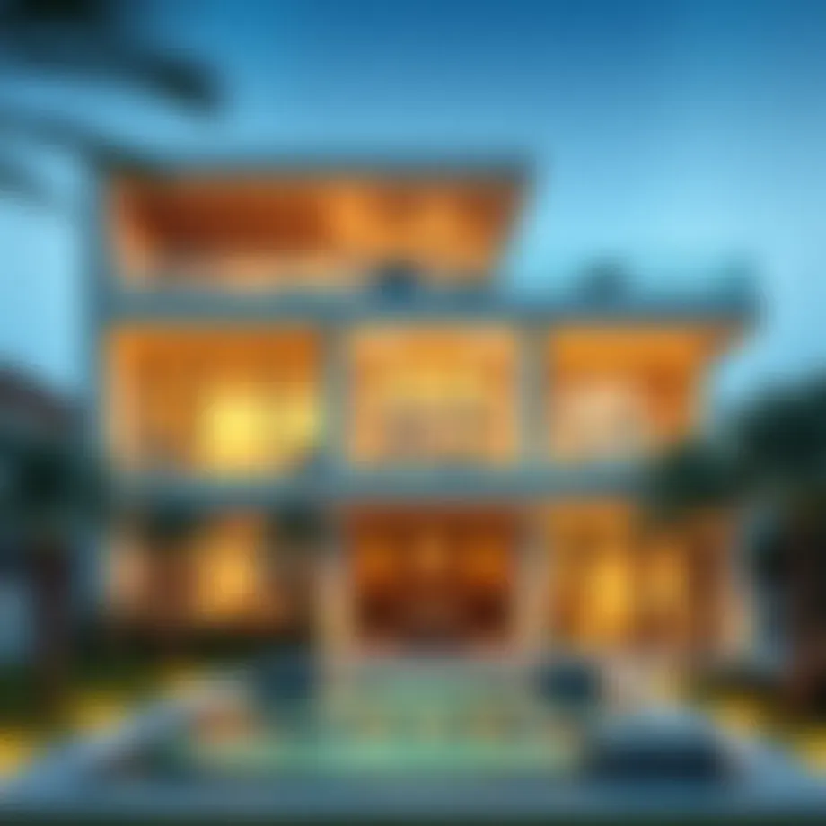 Luxurious villa exterior showcasing contemporary architecture