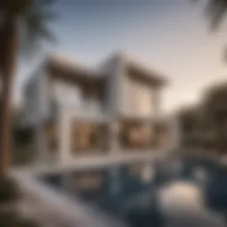 Stunning exterior view of a luxury villa in Dubai showcasing modern architecture