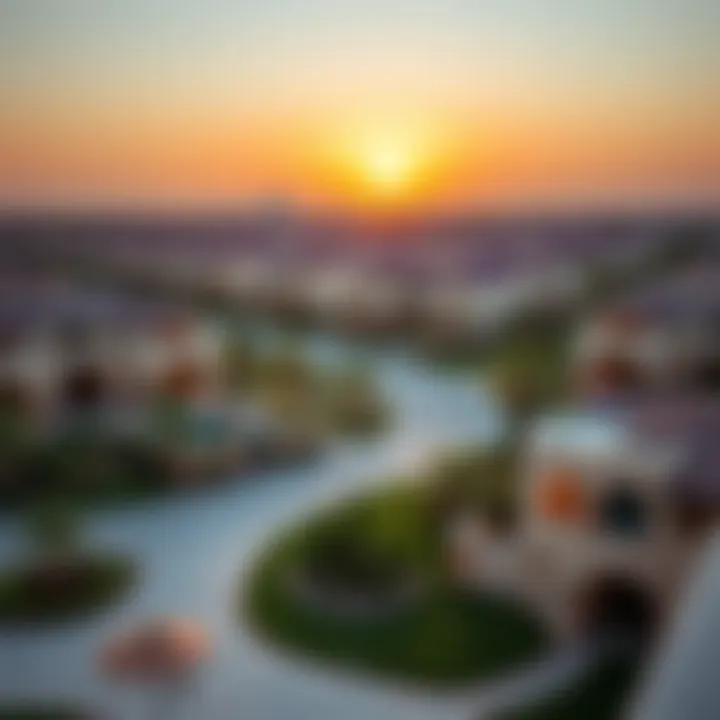 Panoramic view of luxury villas community in Dubai