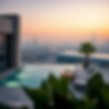 Terrace View from a Luxury Villa A serene terrace view from a luxury villa overlooking Dubai's skyline