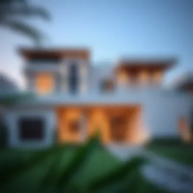 Modern Luxury Villa Exterior in Dubai Stunning exterior view of a luxury villa in Dubai showcasing modern architectural design