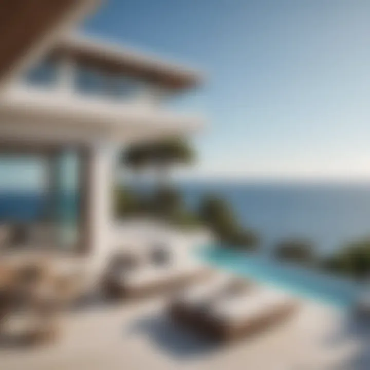 Gazing out at the azure sea from a luxury villa terrace