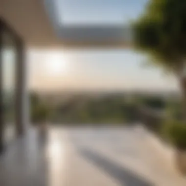 Panoramic Balcony View from a Luxury Villa Breathtaking view from a villa balcony overlooking Meadows