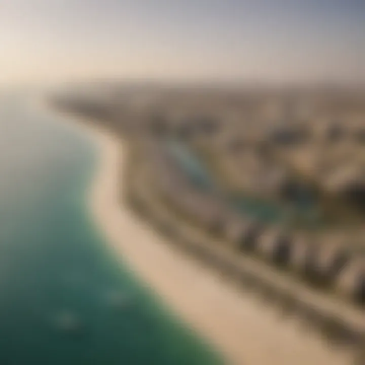 Panoramic view of Palm Jumeirah highlighting the villas