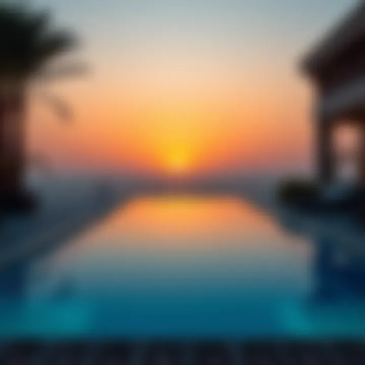 Breathtaking Sunset Over Private Pool Breathtaking view of sunset over a private pool