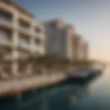 Panoramic view of 'ذا بيتش' showcasing luxury waterfront apartments