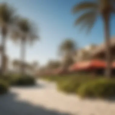 Vibrant beach scene along the fronds of Palm Jumeirah