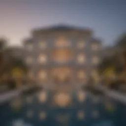 Majestic exterior view of the largest house in the UAE showcasing its grandeur