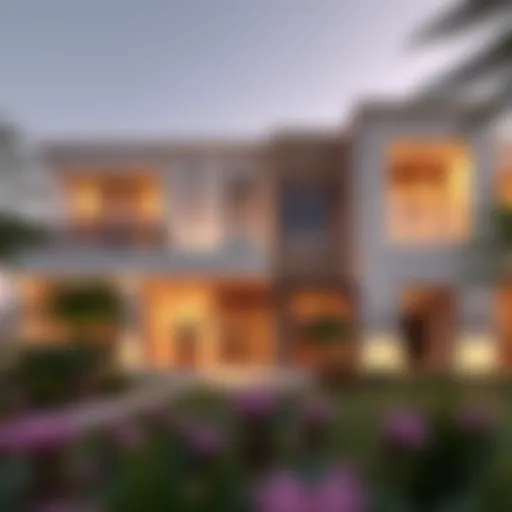 Luxurious villa exterior showcasing contemporary architecture