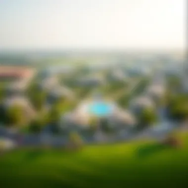 A stunning aerial view of Damac Hills 1 showcasing luxurious villas and extensive green spaces.