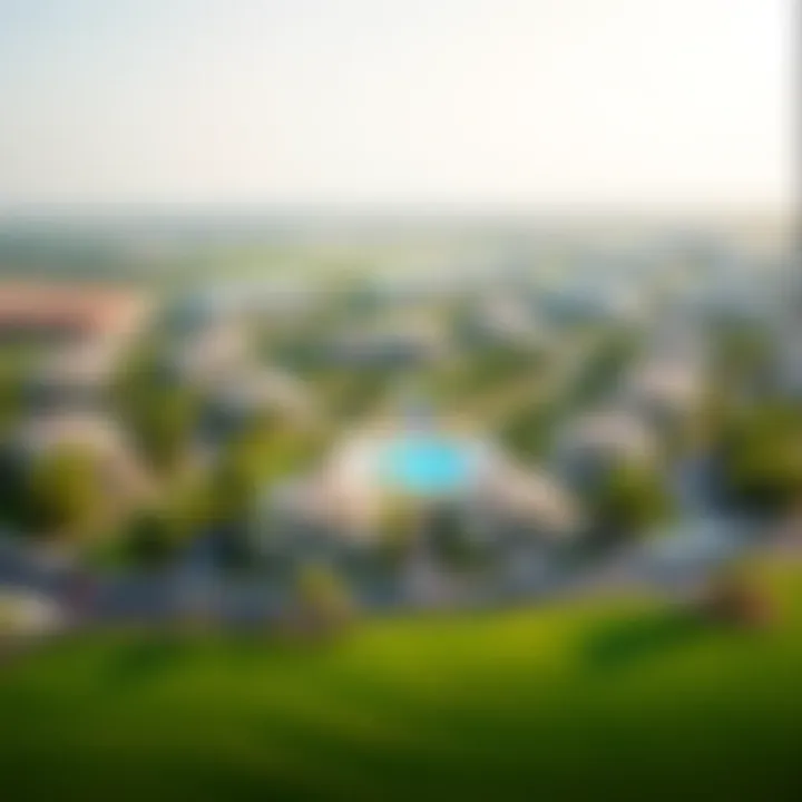 A stunning aerial view of Damac Hills 1 showcasing luxurious villas and extensive green spaces.