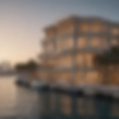 Panoramic view of a waterfront mansion in Dubai