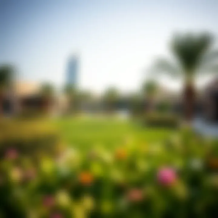 Vibrant community park in Tilal Al Ghaf with lush greenery