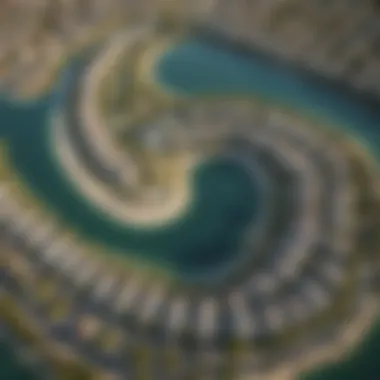 Aerial view of Jumeirah Islands highlighting its unique island layout