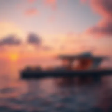 Serene sunset view from a floating villa, illustrating lifestyle