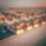 Stunning aerial view of floating villas in Dubai's coastline