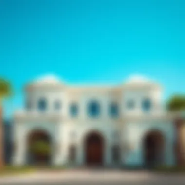 Luxurious Dubai villa exterior with a clear blue sky