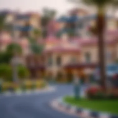 A picturesque view of the vibrant neighborhood surrounding Meadows Villas