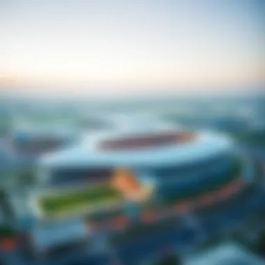Aerial view of Meydan Racecourse showcasing its stunning design