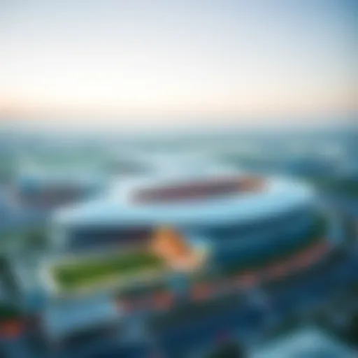 Aerial view of Meydan Racecourse showcasing its stunning design