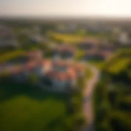 Aerial view of Arabian Ranches 2 showcasing its lush greenery and villas