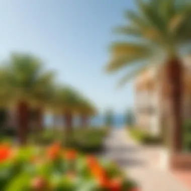 Beautiful landscaped gardens surrounding Portofino Dubai