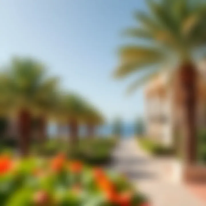 Beautiful landscaped gardens surrounding Portofino Dubai