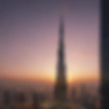 Iconic Burj Khalifa standing tall against the sunset