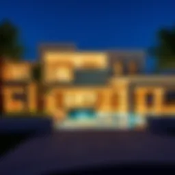 Luxurious villa exterior showcasing contemporary architecture