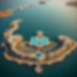 Stunning aerial view of Zuha Island showcasing its unique architectural layout